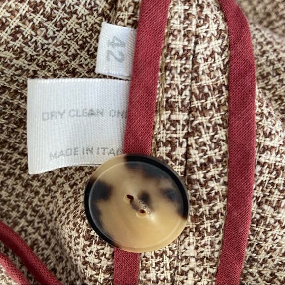 Marni Milano Linen Wool Blend Crop Blazer Jacket Brown Cream size 42 Large - Picture 6 of 10